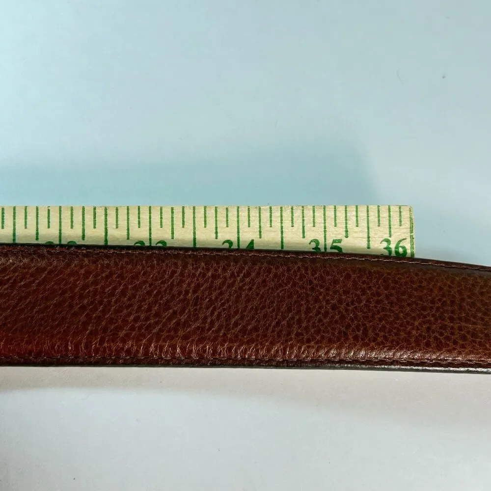 Brighton Men's Cognac Brown Pebble Grain Leather Silvertone Buckle Belt Size 44